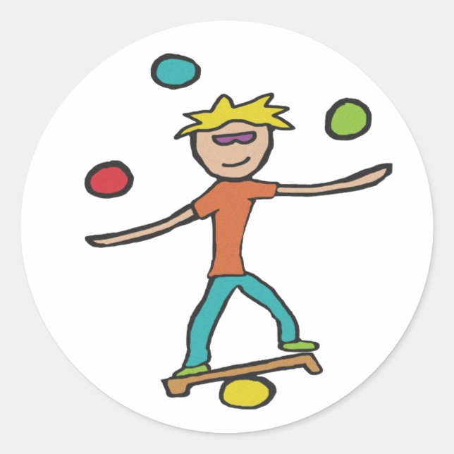 Juggling Runder Aufkleber (Vorderseite)