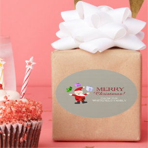 Juggling Santa Claus Ovaler Aufkleber