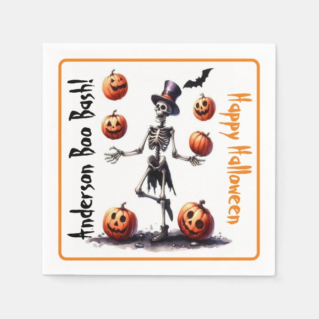 Juggling Skeleton Halloween Serviette (Vorderseite)