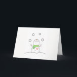 Juggling Snowman Feiertagskarte<br><div class="desc">Dieser Juggling Snowman hat Talent,  und du auch. Du bist dankbar für alles,  was du tust.</div>