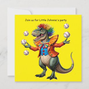 Juggling T-rex in Clownoutfit Einladung