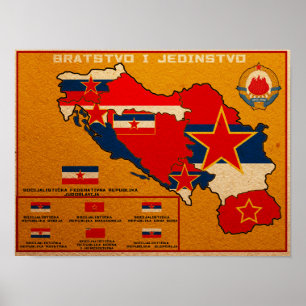 Jugoslawien-Flagge-Karte Poster