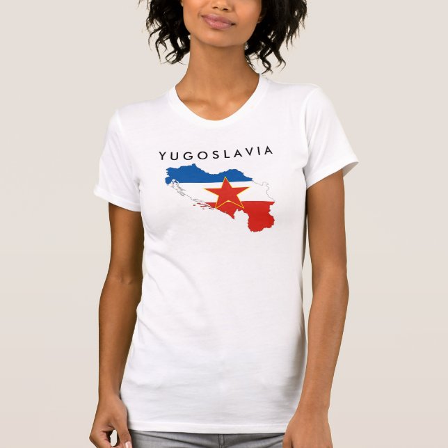 Jugoslawien-Landflaggen-Kartenform-Silhouette T-Shirt (Vorderseite)