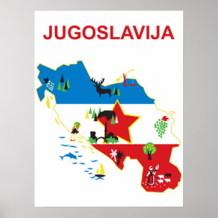 Jugoslawien, touristische Karte, Vintage Reise Poster