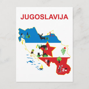 Jugoslawien, touristische Landkarte, Vintage-Reise Postkarte