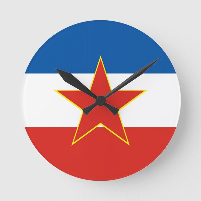 Jugoslawische Landesflagge Runde Wanduhr (Vorderseite)