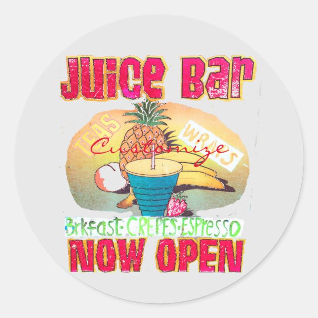 Juice Bar Sign Thunder_Cove Runder Aufkleber (Vorderseite)