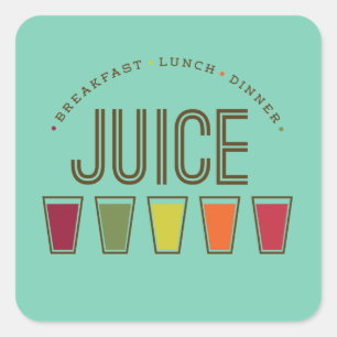 Juice - Frühstück, Mittag- und Abendessen. Juice C Quadratischer Aufkleber