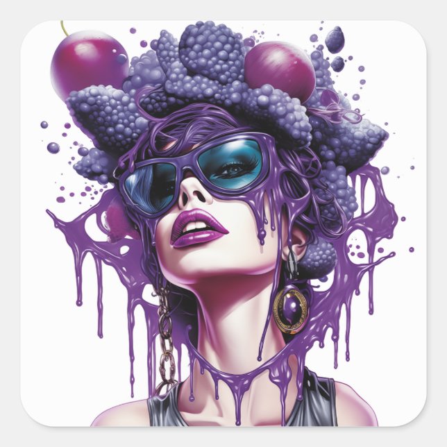Juicified Grape Lady Quadratischer Aufkleber (Vorderseite)