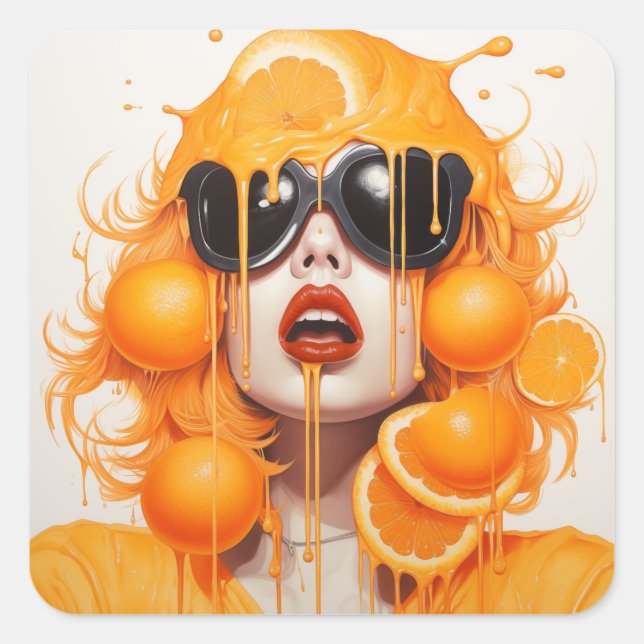 Juicified Orange Lady Quadratischer Aufkleber (Vorderseite)