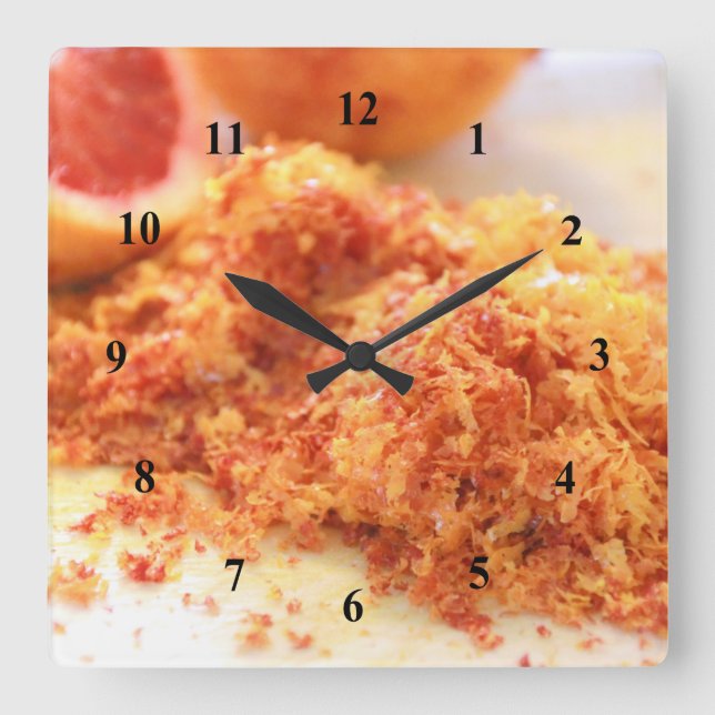 Juicy Citrus Blood Orange und Zest Quadratische Wanduhr (Vorderseite)
