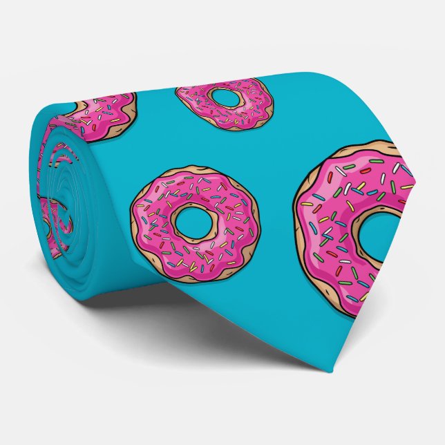 Juicy Delicious Pink Sprinkled Donut Krawatte (Gerollt)