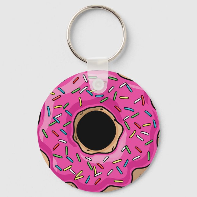 Juicy Delicious Pink Sprinkled Donut Schlüsselanhänger (Vorderseite)