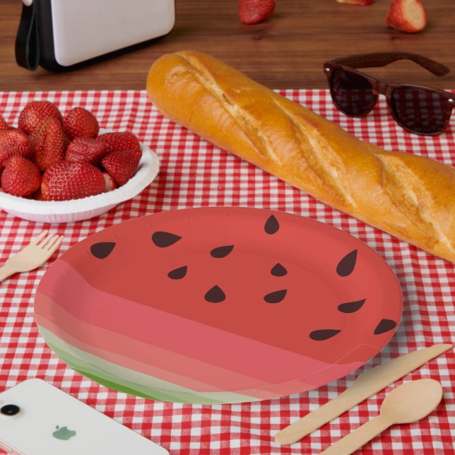 Juicy Delicious Ripe Watermelon mit Samen Design Pappteller (Picknick)