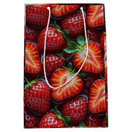 Juicy Fresh Red Strawberries Summer Fruit Pattern Mittlere Geschenktüte