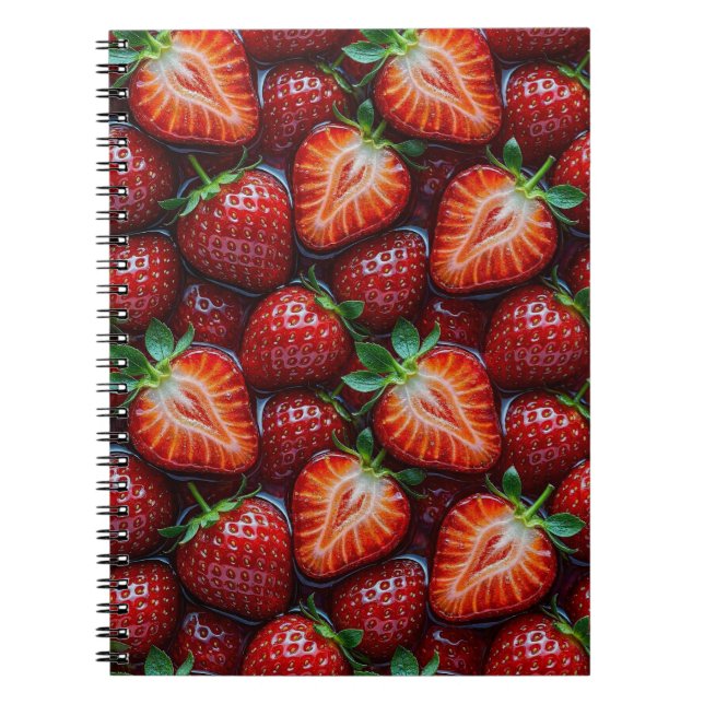 Juicy Fresh Red Strawberries Summer Fruit Pattern Notizblock (Vorderseite)