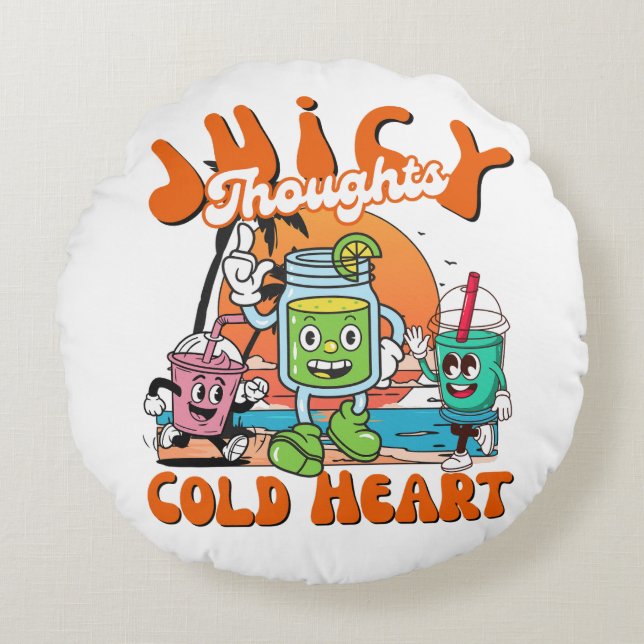 Juicy Gedanken kaltes Herz Rundes Kissen (Vorderseite)