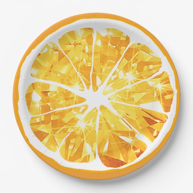 Juicy Gem Orange Slice Citrus Frucht Party Patio Pappteller (Vorderseite)