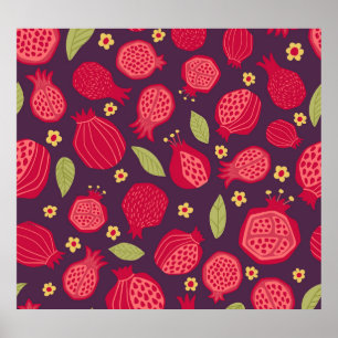 Juicy Granatapfel: Vintage Illustration. Poster