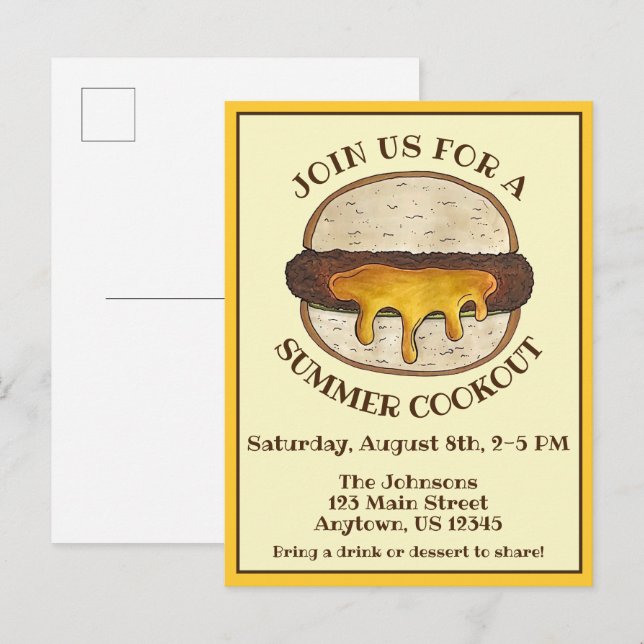 Juicy Jucy Lucy Minneapolis Minnesota Cheeseburger Einladungspostkarte (Vorne/Hinten)