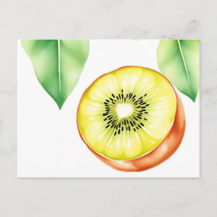 Juicy Kiwi in Wasserfarbe im weißen Hintergrund Postkarte