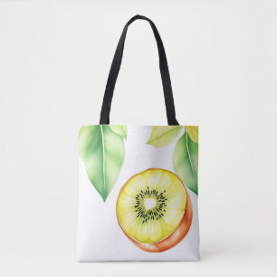 Juicy Kiwi in Wasserfarbe im weißen Hintergrund Tasche