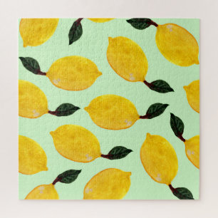 Juicy Lemon Blueberries: Aquarellfarbene Nahtlose
