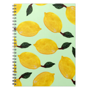 Juicy Lemon Blueberries: Aquarellfarbene Nahtlose  Notizblock