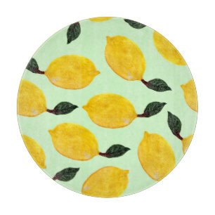 Juicy Lemon Blueberries: Aquarellfarbene Nahtlose Schneidebrett