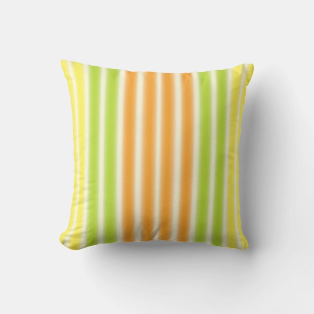 Juicy Lemon Limon und Orange Citrus Fruchtstreifen Kissen (Vorderseite)