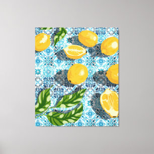 Juicy Lemons über Blue Marokkaner Leinwanddruck