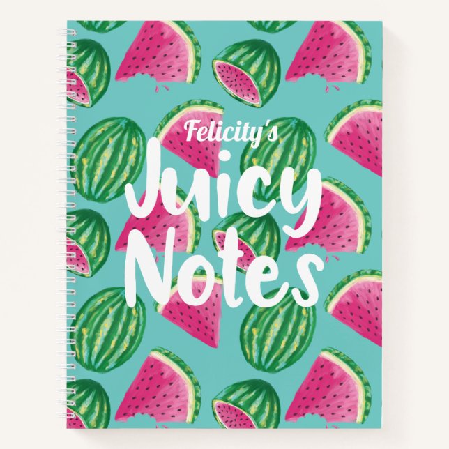 Juicy Notes | Wasserfarbe Wassermelone Fruchtmuste Notizbuch (Vorderseite)