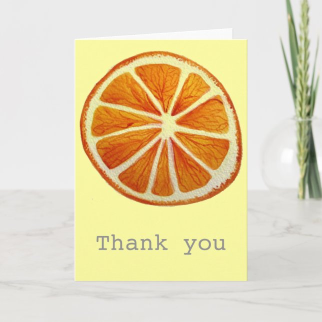 Juicy Orange Aquarellfrucht Pop Art Dankeskarte (Vorderseite)