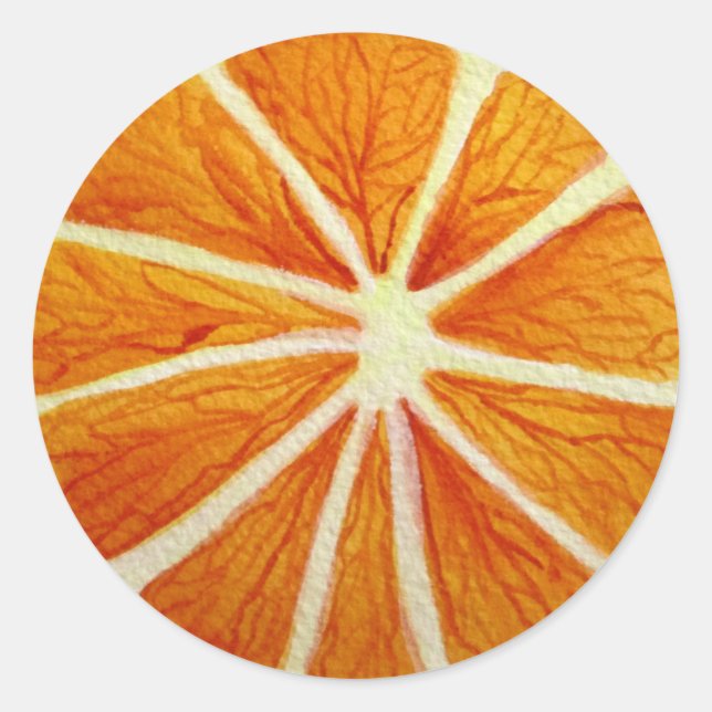 Juicy Orange Aquarellfrucht Pop Art Runder Aufkleber (Vorderseite)