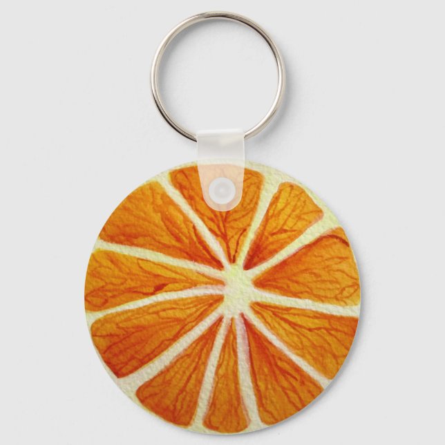 Juicy Orange Aquarellfrucht Pop Art Schlüsselanhänger (Vorderseite)