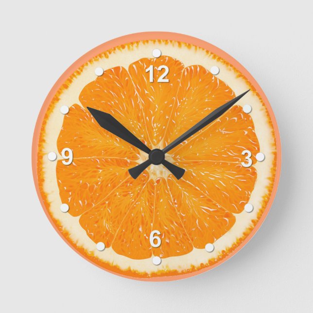 Juicy Orange Kitchen Wall Clock Runde Wanduhr (Vorderseite)