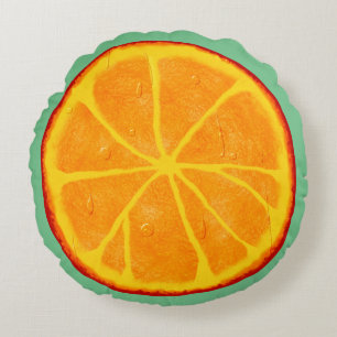 Juicy Orange Slice Custom Round Throw Pillow Rundes Kissen