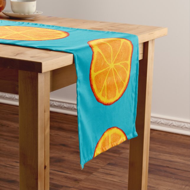 Juicy Orange Slices Custom Table Runner Kurzer Tischläufer (Beispiel)