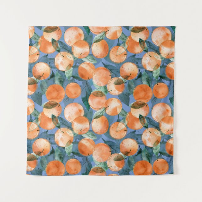 Juicy Orange Wasserfarbmuster Wandteppich (Vorderseite)