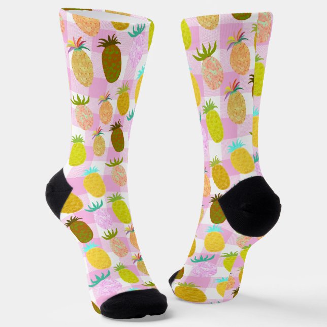 Juicy Pineapple Bubblegum Pattern Socken (Gewinkelt)
