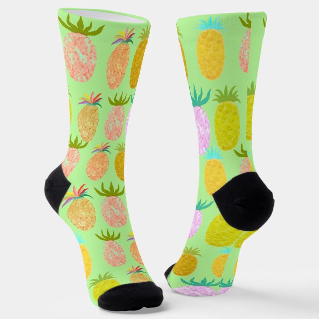 Juicy Pineapple Lime Pattern Socken (Gewinkelt)