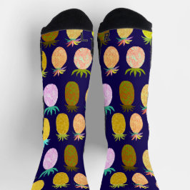 Juicy Pineapple Navy Pattern Socken