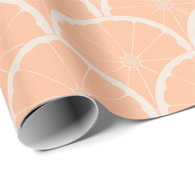 Juicy Pink Grapefruit Pattern Peach Fuzz Geschenkpapier (Rolleneckpunkt)