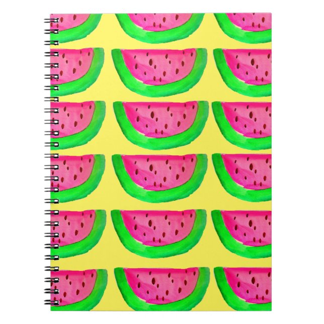 Juicy pink watermelon Fruchtmuster auf Zitrone Notizblock (Vorderseite)