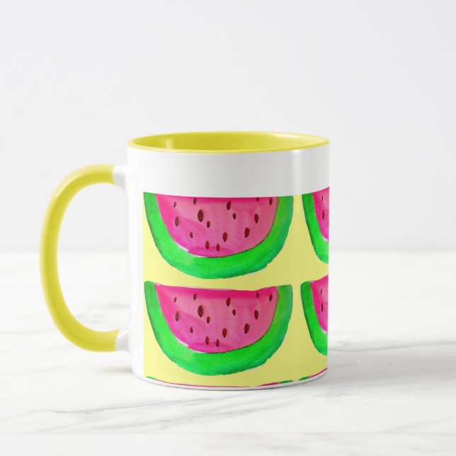 Juicy pink watermelon Fruchtmuster auf Zitrone Tasse (Links)