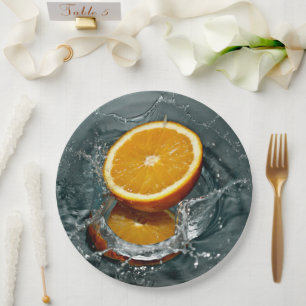 Juicy-positive Orange für Vitamin-Stimmung Pappteller