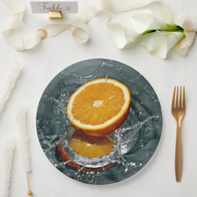 Juicy-positive Orange für Vitamin-Stimmung Pappteller (Hochzeit)