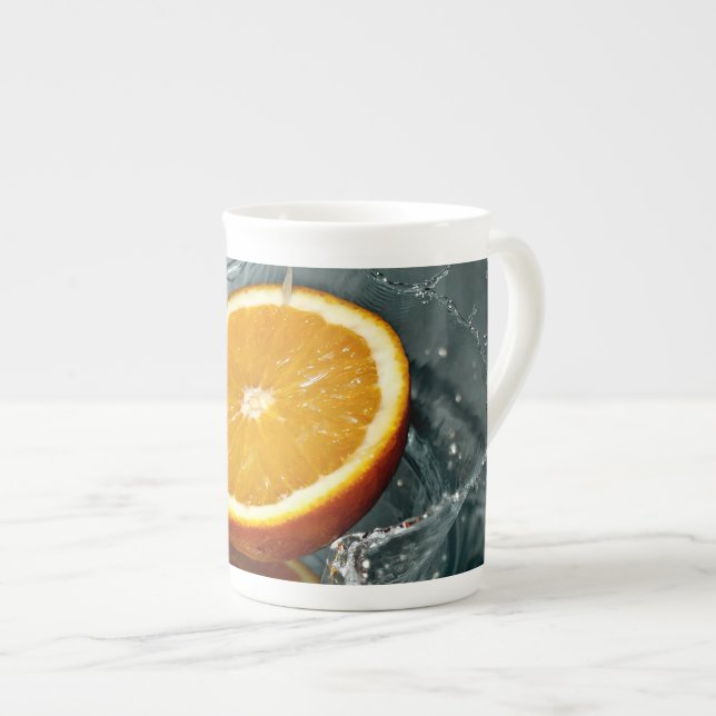 Juicy-positive Orange für Vitamin-Stimmung Prozellantasse (Vorderseite Rechts)