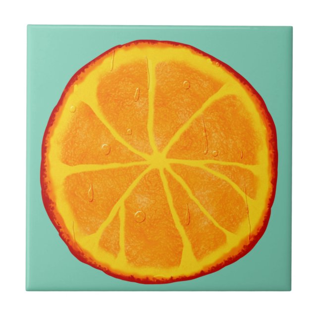 Juicy Realistic Orange Slice Fliese (Vorderseite)