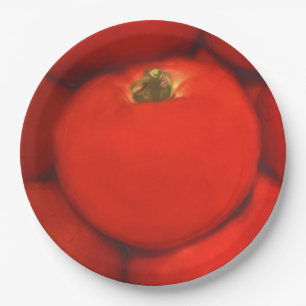 Juicy Red Homegrown Garden Tomaten Pappteller